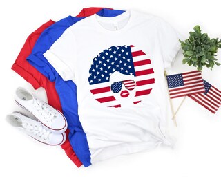 T-Shirt Donna YOYAO Vintage Bandiera USA – 100% Cotone PreShrunk, Taglia M, Stile Classico