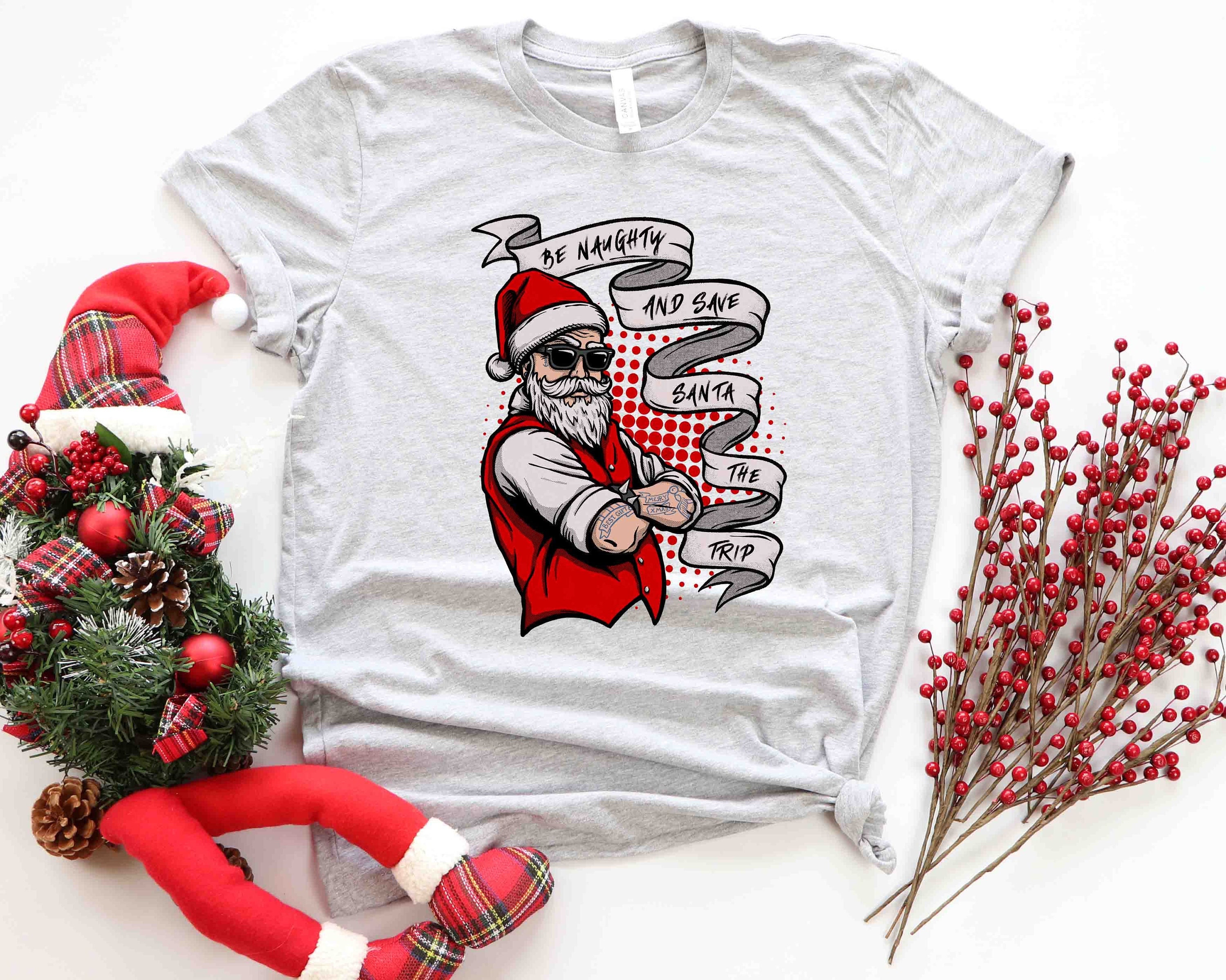 Ladies Be Naughty Save Santa A Trip Long Sleeve Ladies Be Naughty Save Santa A Trip Long Sleeve