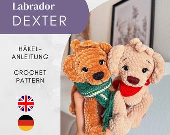 Crochet Pattern Labrador Dog (Low Sew) – Amigurumi PDF | Dexter – DE/EN