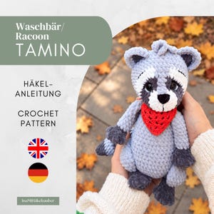 Patrón de ganchillo PDF - Mapache Tamino DE/ENG - *Amigurumi* - costura baja