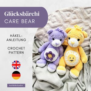 Crochet Pattern Care Bear – Amigurumi PDF – Häkelanleitung Glücksbärchis DE/EN