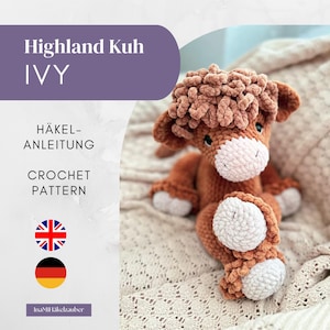 Crochet Pattern Highland Cow – Amigurumi PDF – Häkelanleitung Kuh Ivy DE/EN
