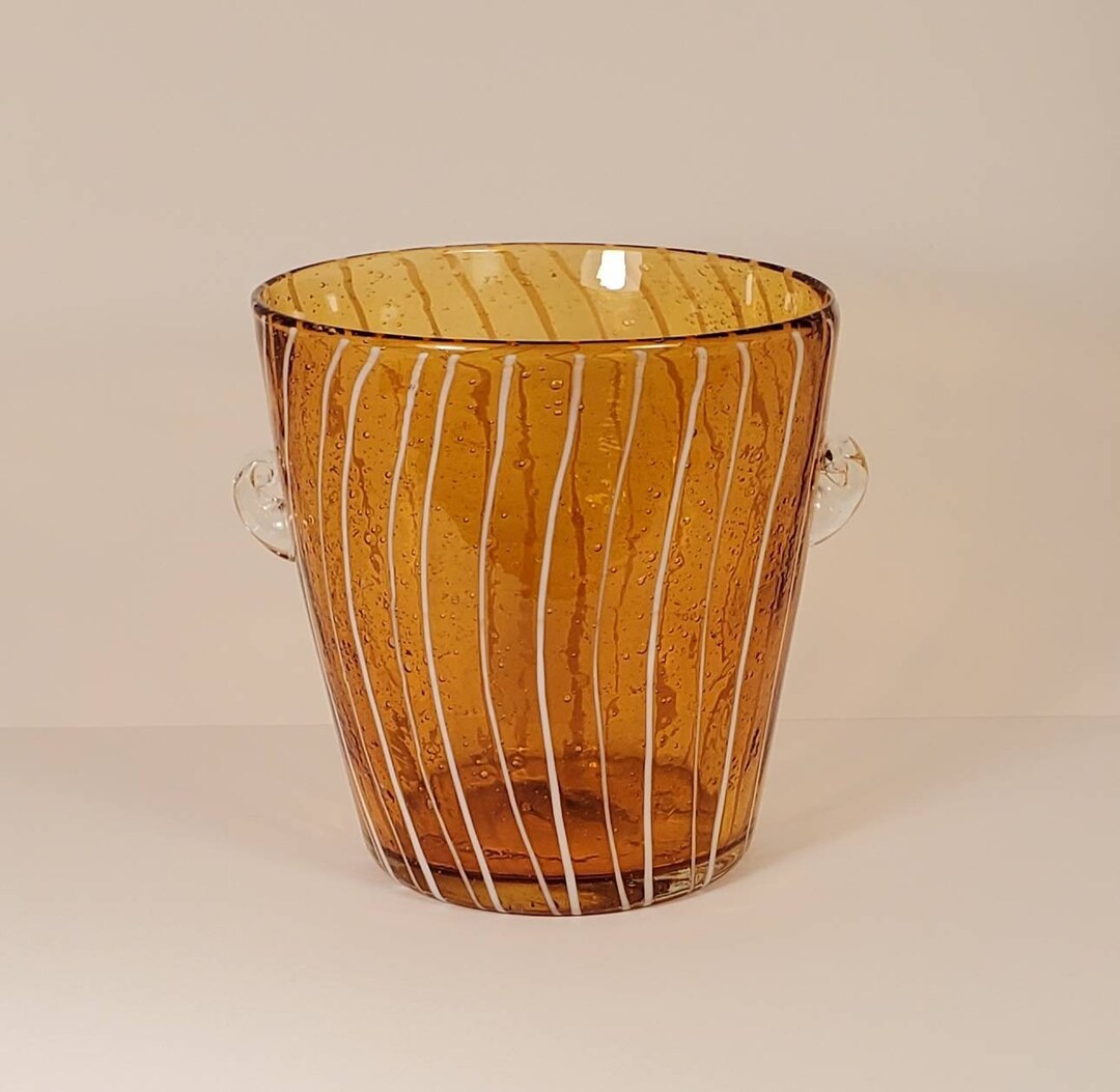 Venini for Disaronno Italian Ice Bucket Vase White Stripes Etsy