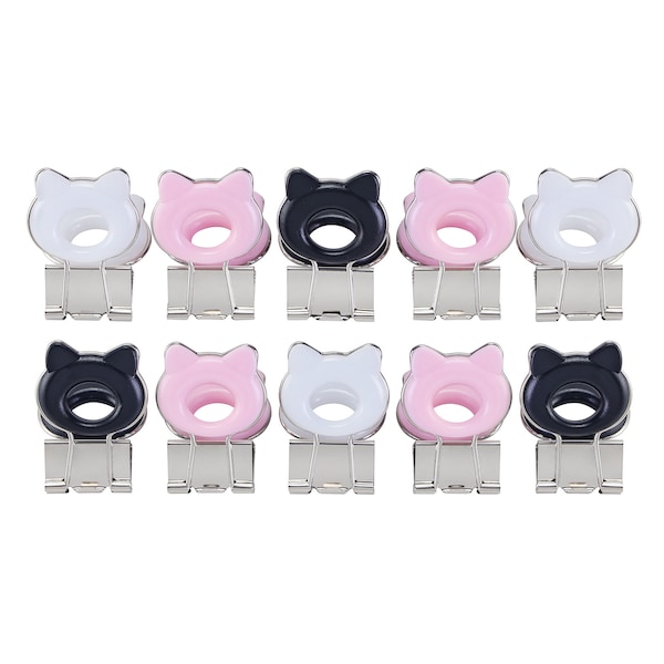 10 Pcs/Set Cat Shape Fashion Hollow Metal Binder 1 inch Clips Photo Memo Ticket Notes File Paper Clips Stationery Cute Clips Kawaii Photos