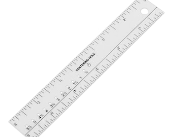See-thru Center Finding Clear Ruler 6 Inches With Centering Hole