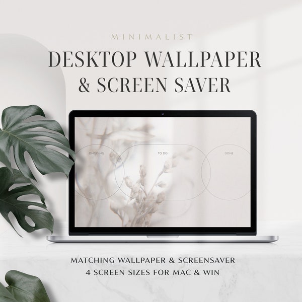 Botanical Desktop Wallpaper, Neutral Computer Background, Mac & Win Desktop Organizer, Screen Saver + Wallpaper Set by Senti: Morning Garden