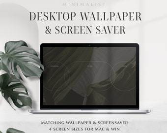 Botanical Desktop Wallpaper Organizer, neutrale computerachtergrond (digitale download)
