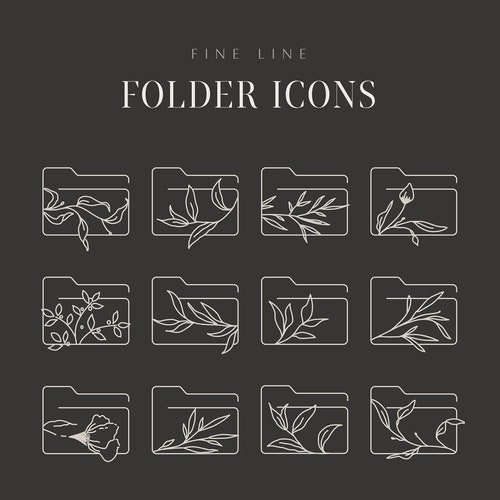 Minimalist Desktop Folder Icons Floral Desktop Folder Covers Etsy