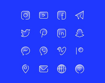 Sociale mediapictogrammen met wit verloop, iOS14-smartphonepictogrammen (digitale download)