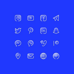 White n Blue Social Media Icons. Gradient Social Media Logos. Smartphone Screen Social Icons by Senti. Instagram, YT, WhatsApp, FB and more.