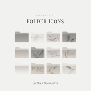 Boho Botanical Folder Icons, Neutral Desktop Covers (Digital Download)