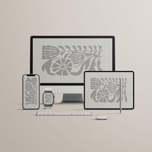 Botanical Wallpapers, Neutral Aesthetic Backgrounds for iPhone, iPad, Tablet, MacBook, iMac, PC, iWatch. Floral Wallpapers, Instant Download