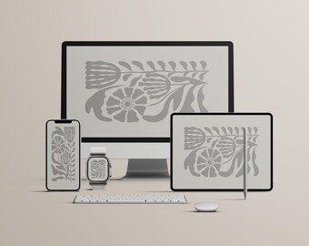 Neutrale botanische achtergrondset voor iPhone, iPad, MacBook (digitale download)