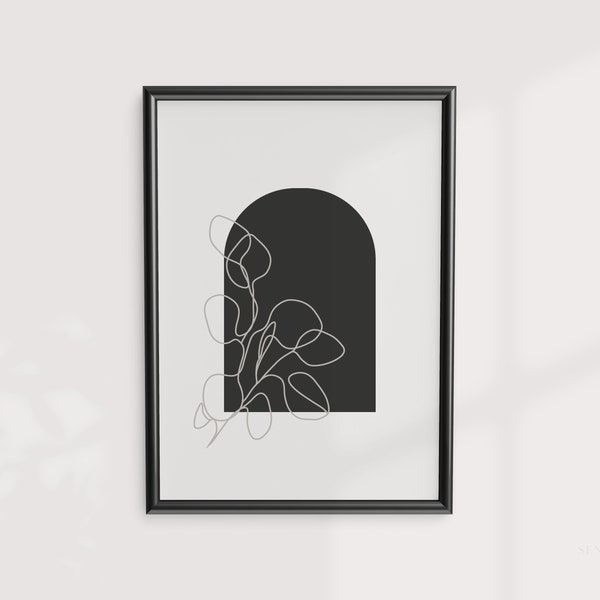 Austere Romanticism Style Poster, Boho Wall Art, Botanical Line Drawing, Minimalist Wall Decor, Neutral Digital Print: Garden by senti