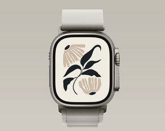 Apple Watch-behang met bloemen, neutraal botanisch ontwerp (digitale download)