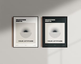 Bauhaus-dankbaarheidskunstprint, minimalistisch bohodecor (digitale download)