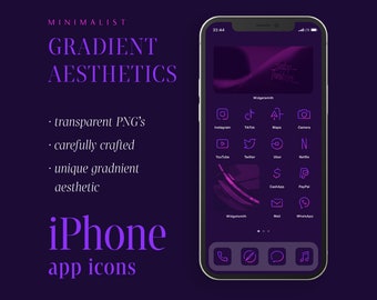 Verloop iPhone-apppictogrammen, minimalistisch iOS-thema (digitale download)