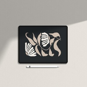 Neutral blommig surfplatta med bakgrundsbild: Mörkt och ljust läge (digital nedladdning) bild 5