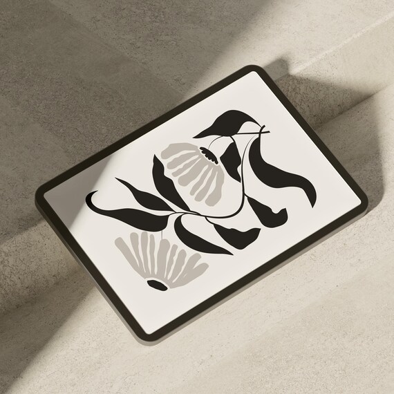 Neutral Floral Tablet Wallpaper: Dark & Light Mode (Digital Download)