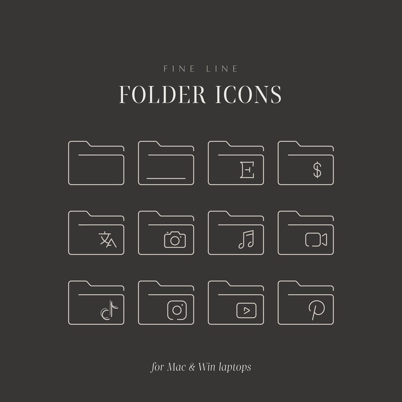 Minimalist Desktop Folder Icons Desktop Folder Covers for Mac Etsy Canada
