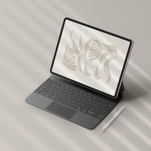 Neutral blommig surfplatta med bakgrundsbild: Mörkt och ljust läge (digital nedladdning) bild 4