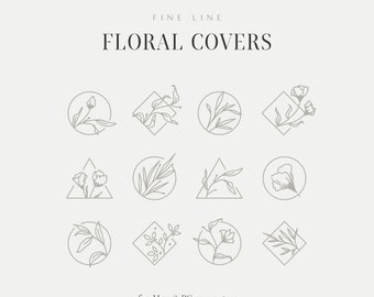Bloemen bureaubladmappictogrammen, minimalistische omslagen (digitale download)