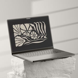 MacBook Wallpaper, Neutral Aesthetic Desktop Background, Botanical Laptop Wallpaper & Screensaver, Floral Cutout Background Instant Download