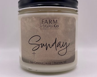 SUNDAY  - soy candle, rustic candle, friend gift, gift for women
