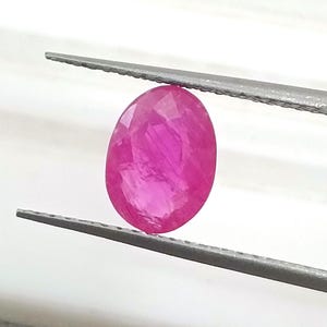 Rubí de Mozambique suelto natural sin calentar, de 1,36 ct, certificado por GSI