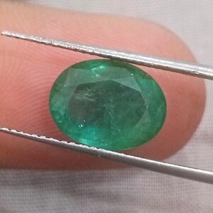 3.82ct Certified Medium Green Natural Zambian Emerald Minor Oiled  loose Gemstone