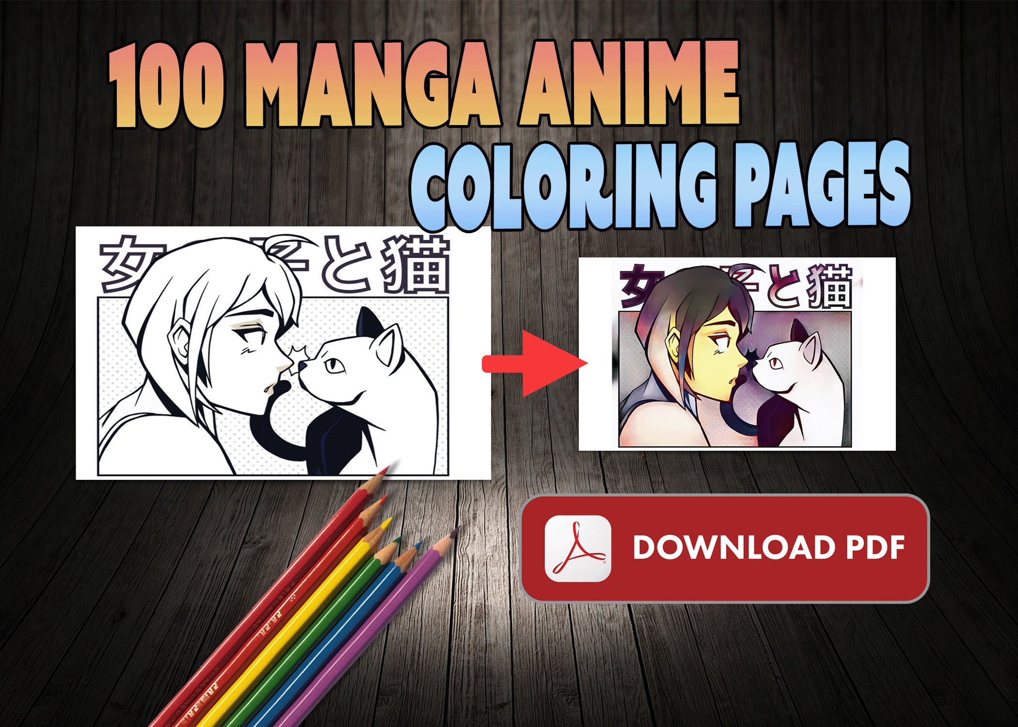 Manga Anime Printable Coloring Pages, Chibi, Bundle of 100, Awesome ...