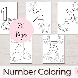 20 Printable Numbers Coloring Pages, Coloring Page, Preschool Activities, Prek Worksheets, Homeschool Printable, Toddler, Coloring