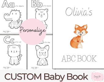 Libro da colorare ABC personalizzato per bambini: gioco personalizzato per la doccia (PDF)
