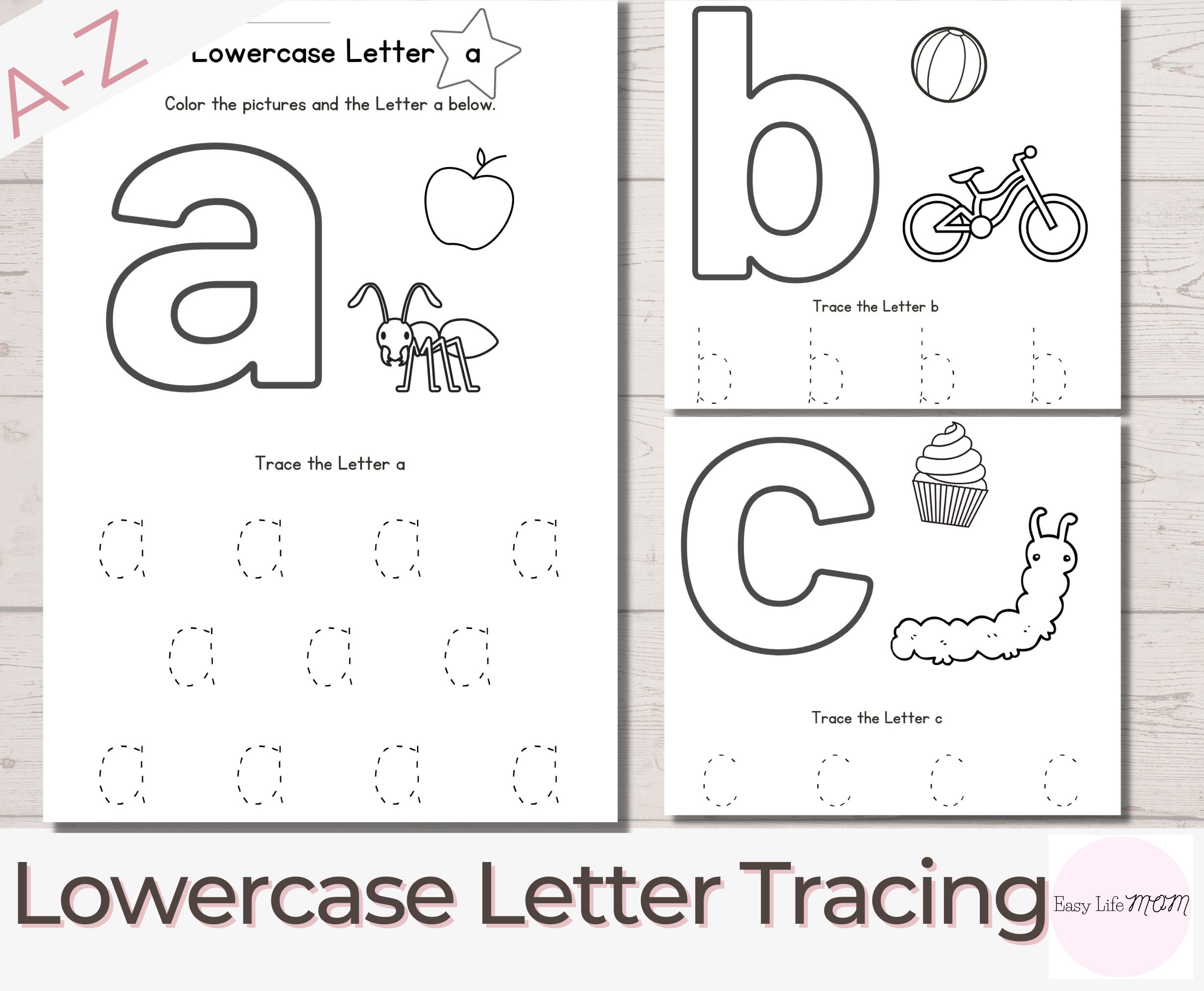 26 Printable Alphabet Letter Tracing Worksheets Lowercase | Etsy UK