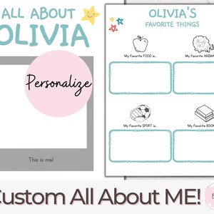 Printable All About Me Worksheets, Custom All About Me, Pre-k ...