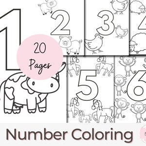 20 Printable Numbers Coloring Pages, Coloring Page, Preschool Activities, Prek Worksheets, Homeschool Printable, Preschool Sheets