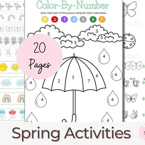 Spring Activity Bundle, Preschool Activities, PreK Worksheets, Learning Activities, Homeschool Printable, Coloring, Coloring Page, Spring