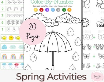 Spring Preschool Activity Bundle: Coloring, Counting, Patterns (PDF)