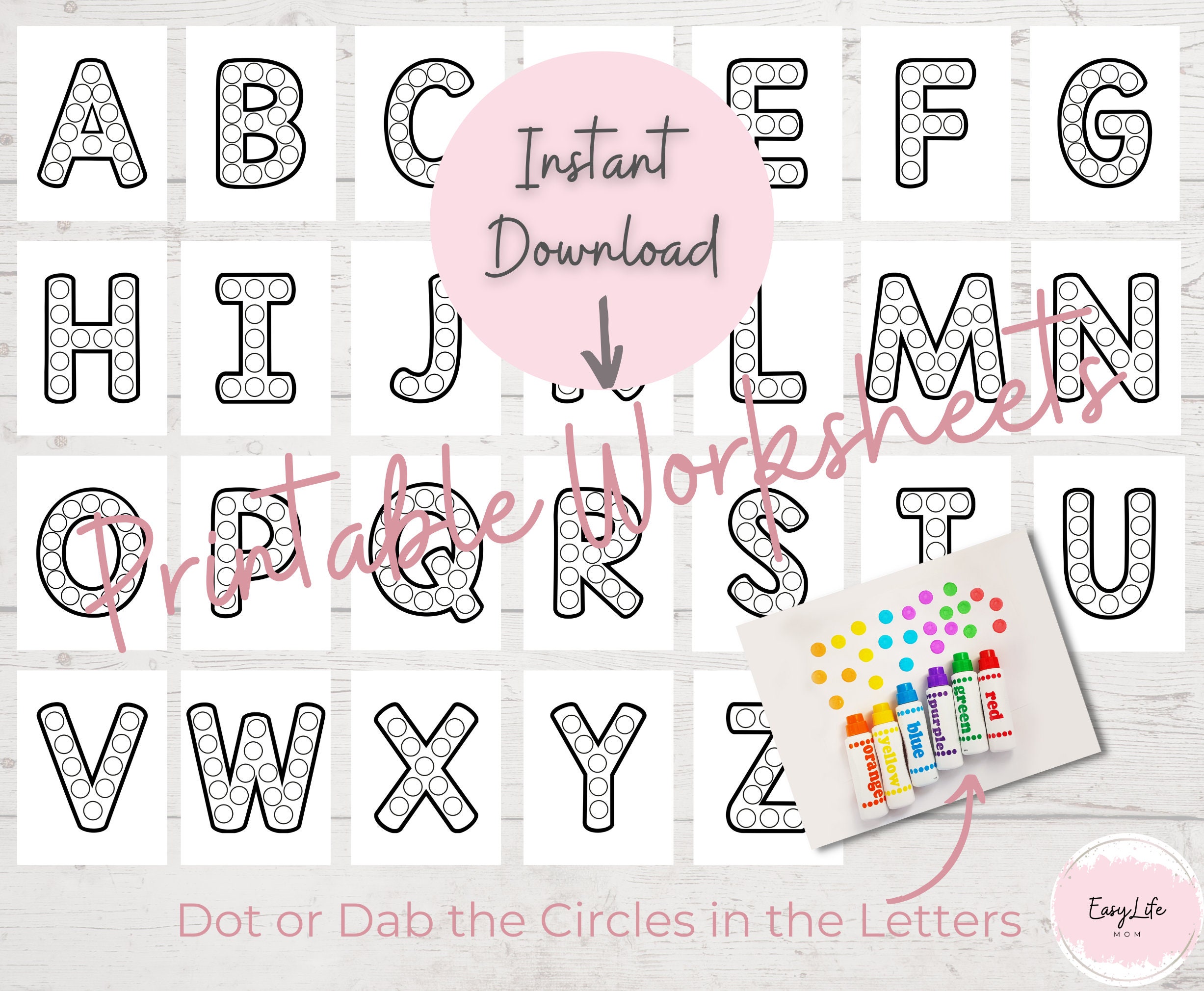 Dot the Letter Alphabet Worksheets: Pre-k Learning Activity (PDF) - Etsy