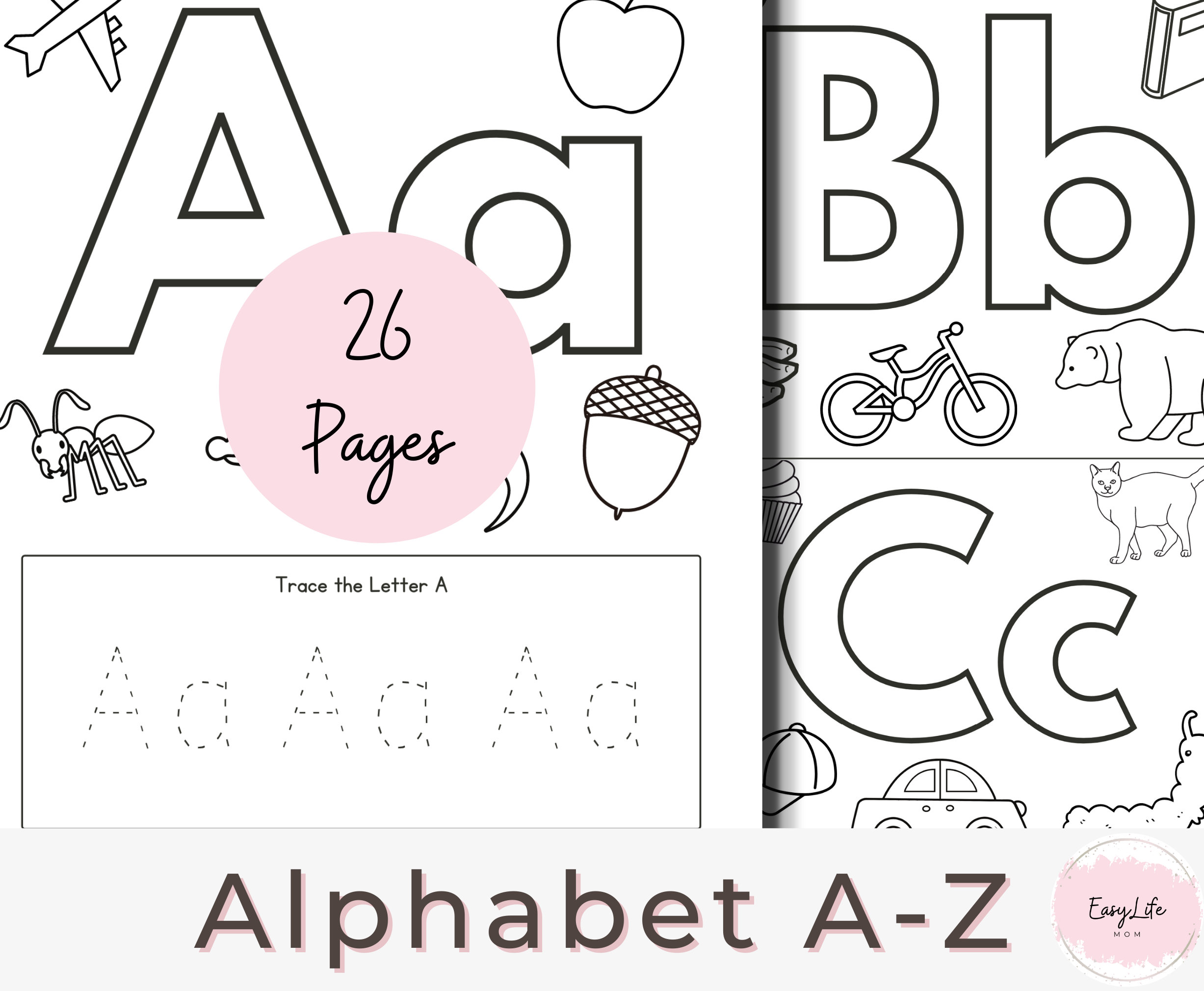 26 printable alphabet all about the letter worksheets etsy