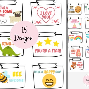 Lunch Note Printable for Kids, Lunch Note Idea, Lunchbox Note Printable, School Lunch Notes, Lunch Notes for Kindergarten, Notes for Pre-K