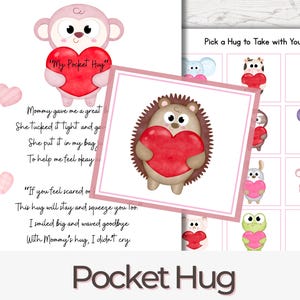 Pocket Hug Printable for Preschool | Back to School Anxiety Support | First Day of School, Back to School, Visual Printable Kit for Kids