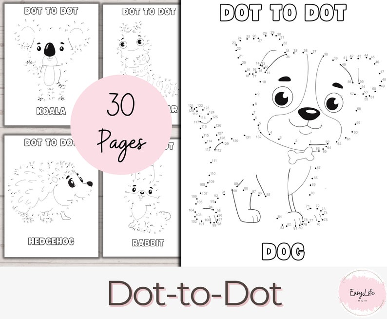Dot-to-dot Coloring Pages, Preschool, Prek Worksheet, Homeschool Printable, Coloring, Printables