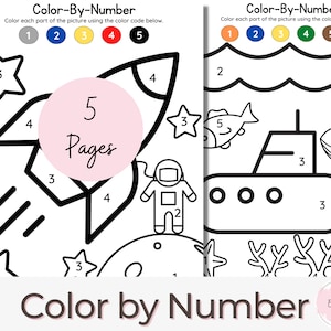 Color By Number Kids, Preschool, PreK Worksheets, Homeschool Printable, Coloring, Coloring Page, Learning Activities, Color by Numbers, PDF