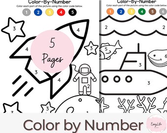 Color By Number Kids, Preschool, PreK Worksheets, Homeschool Printable, Coloring, Coloring Page, Learning Activities, Toddler, PDF