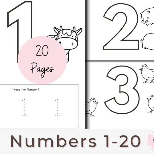 20 printable numbers all about number worksheets preschool etsy