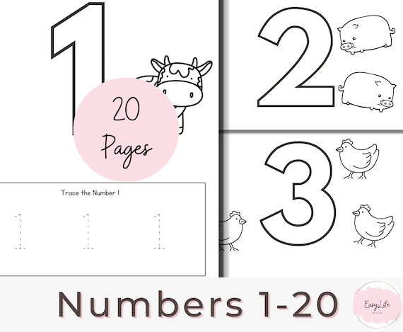 20 printable numbers all about number worksheets preschool etsy