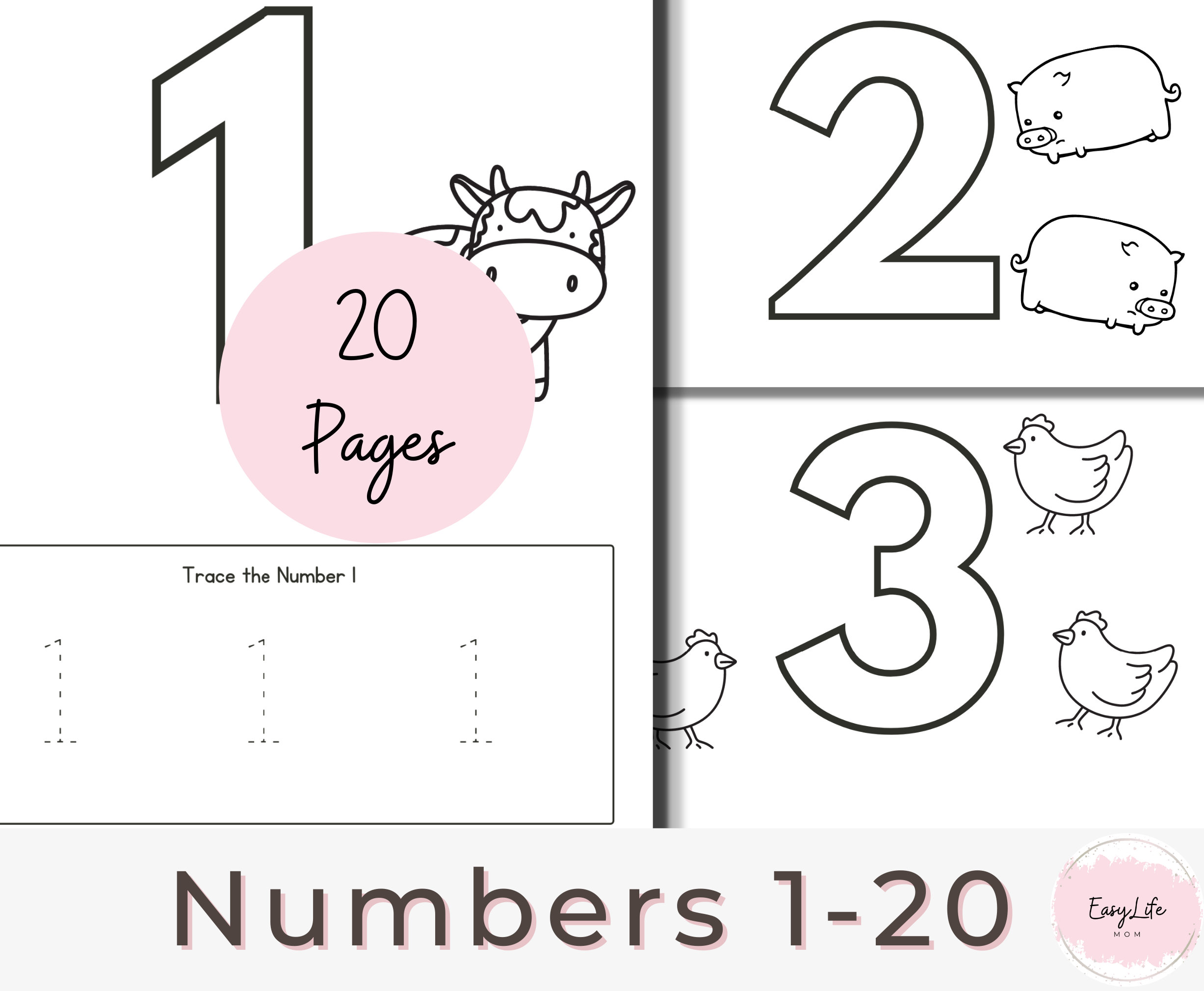 20 printable numbers all about number worksheets preschool etsy