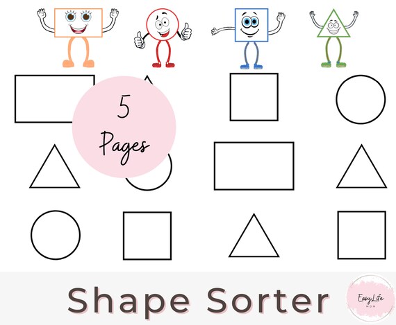 5 preschool shape worksheets prek worksheets preschool etsy australia