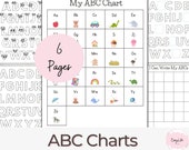 ABC Charts, Alphabet Coloring Pages, Alphabet Activities, Preschool, PreK Worksheets, Kindergarten, Homeschool Printables